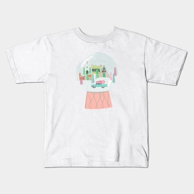 Mod Snow Globe Kids T-Shirt by jenblove